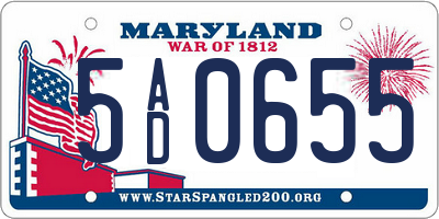 MD license plate 5AD0655