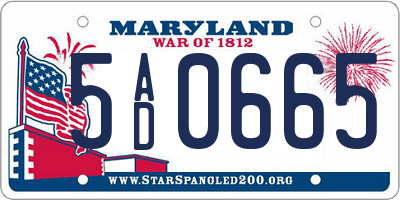 MD license plate 5AD0665