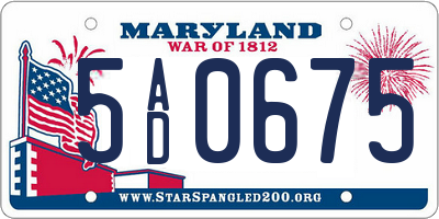 MD license plate 5AD0675