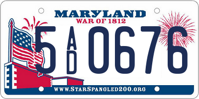 MD license plate 5AD0676