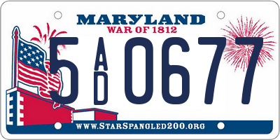 MD license plate 5AD0677