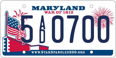 MD license plate 5AD0700