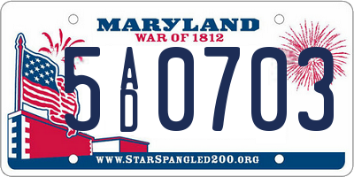 MD license plate 5AD0703