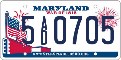 MD license plate 5AD0705