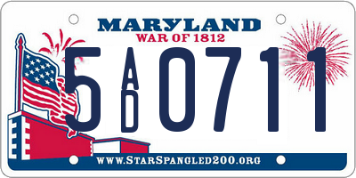 MD license plate 5AD0711