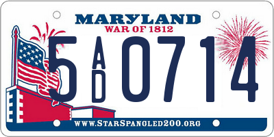MD license plate 5AD0714