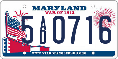 MD license plate 5AD0716