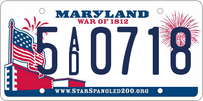 MD license plate 5AD0718