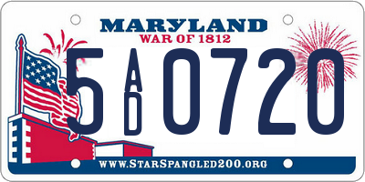 MD license plate 5AD0720