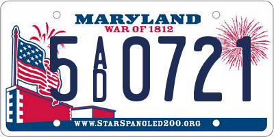 MD license plate 5AD0721