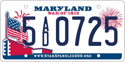 MD license plate 5AD0725