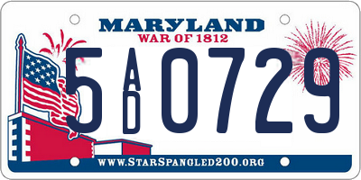 MD license plate 5AD0729