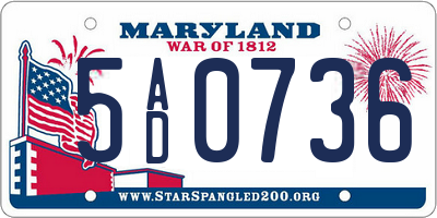 MD license plate 5AD0736