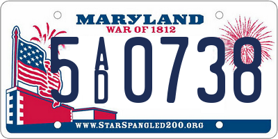 MD license plate 5AD0738