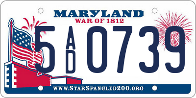 MD license plate 5AD0739