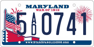 MD license plate 5AD0741