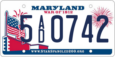 MD license plate 5AD0742