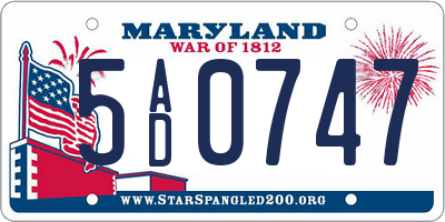 MD license plate 5AD0747