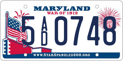 MD license plate 5AD0748