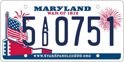 MD license plate 5AD0751