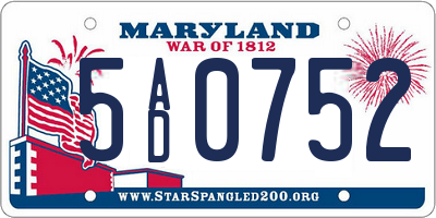 MD license plate 5AD0752