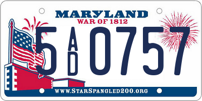 MD license plate 5AD0757