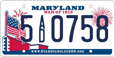 MD license plate 5AD0758