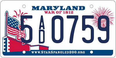 MD license plate 5AD0759