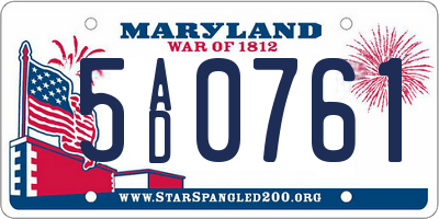 MD license plate 5AD0761