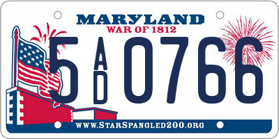 MD license plate 5AD0766