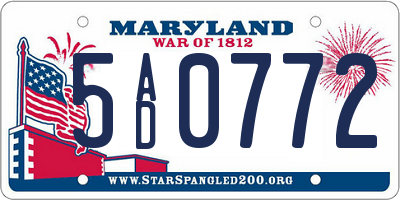 MD license plate 5AD0772