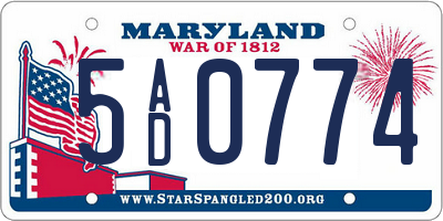 MD license plate 5AD0774