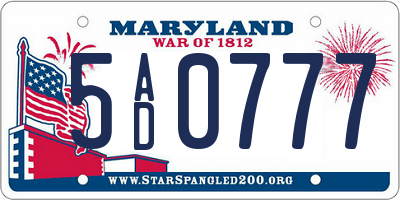 MD license plate 5AD0777