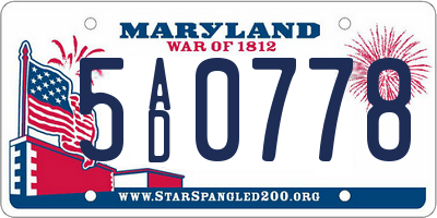 MD license plate 5AD0778