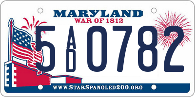 MD license plate 5AD0782