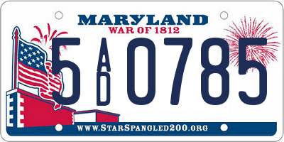 MD license plate 5AD0785