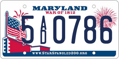 MD license plate 5AD0786