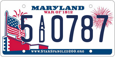 MD license plate 5AD0787