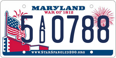MD license plate 5AD0788