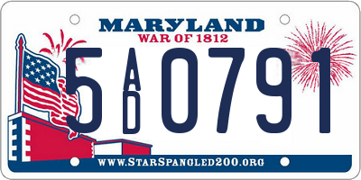 MD license plate 5AD0791