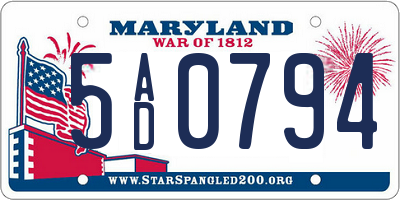 MD license plate 5AD0794