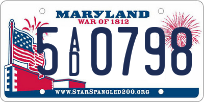 MD license plate 5AD0798