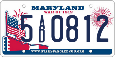 MD license plate 5AD0812