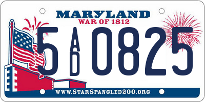 MD license plate 5AD0825