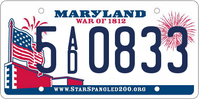 MD license plate 5AD0833