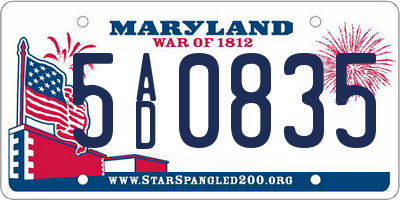 MD license plate 5AD0835