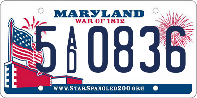 MD license plate 5AD0836