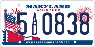 MD license plate 5AD0838