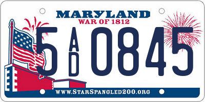 MD license plate 5AD0845