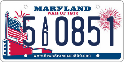 MD license plate 5AD0851